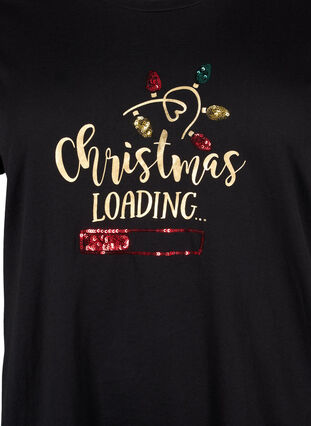 Kerst t-shirt in katoen, Black Loading, Packshot image number 2