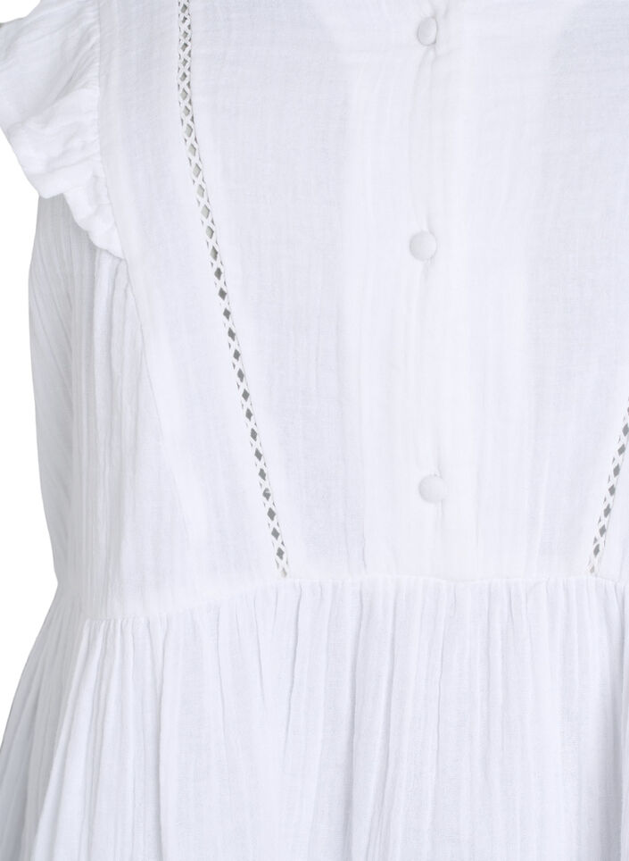 Mouwloze blouse van katoen mousseline met ruches, Wit, Packshot image number 2