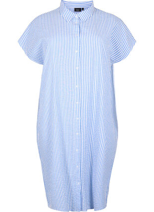 Chemise longue à rayures en coton, Light Blue Stripe, Packshot image number 0