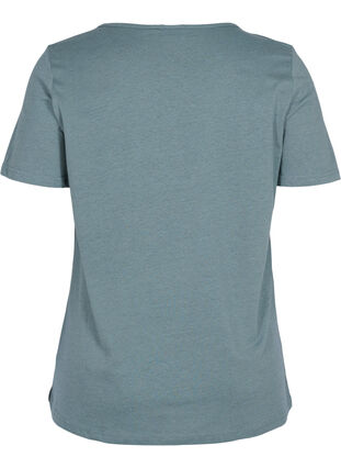 T-shirt à manches courtes avec col en V et résille, Balsam Green, Packshot image number 1