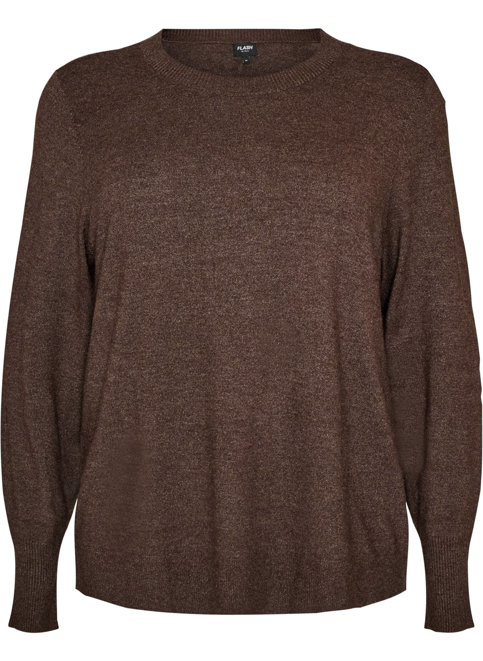 ZizziBlouse en maille avec un col rond, Marron, Packshot image number 0
