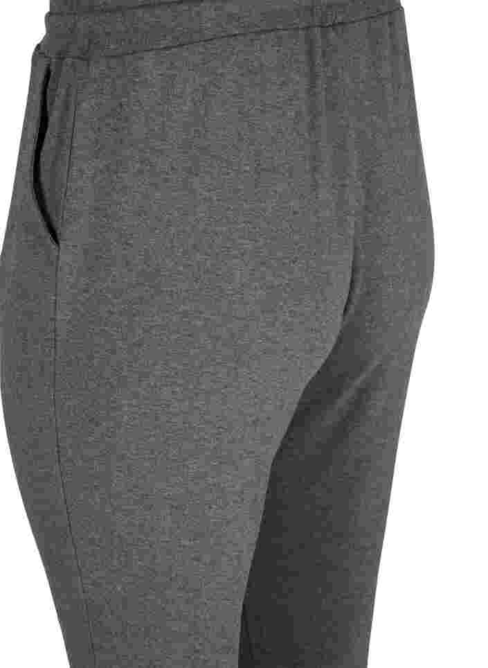 Pantalon chiné avec cordon de serrage et poches, Black Melange, Packshot image number 3