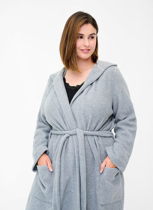 Peignoirs avec capuche et poches, Grey, Model image number 2