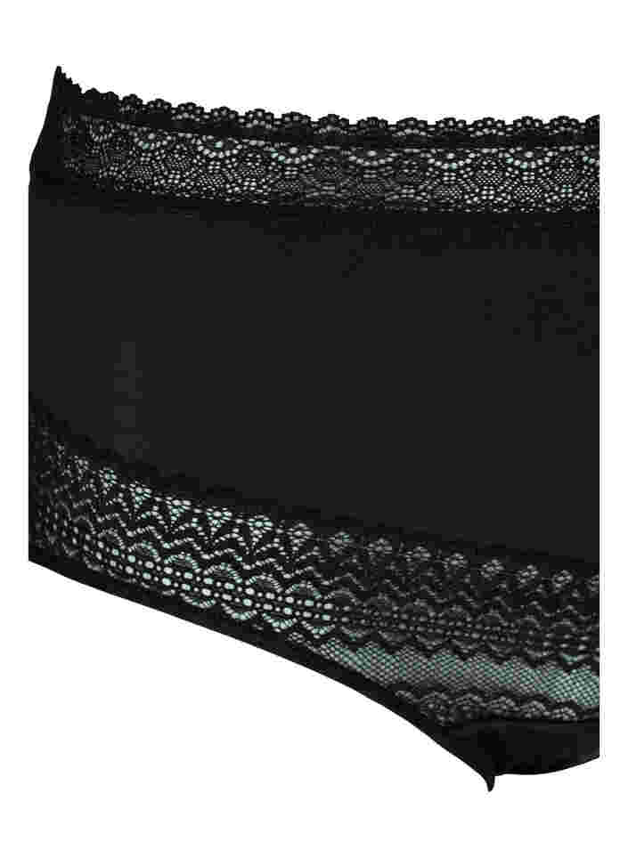 Culotte taille haute à détails en dentelle, Black, Packshot image number 2