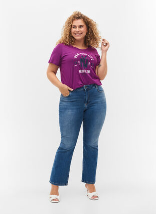 Katoenen t-shirt met print, Grape Juice, Model image number 2