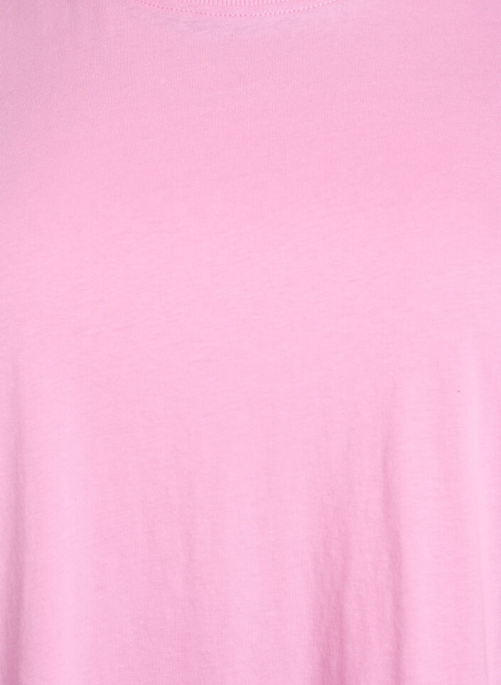 T-shirt basique en coton &agrave; col rond, Rose, Packshot image number 2