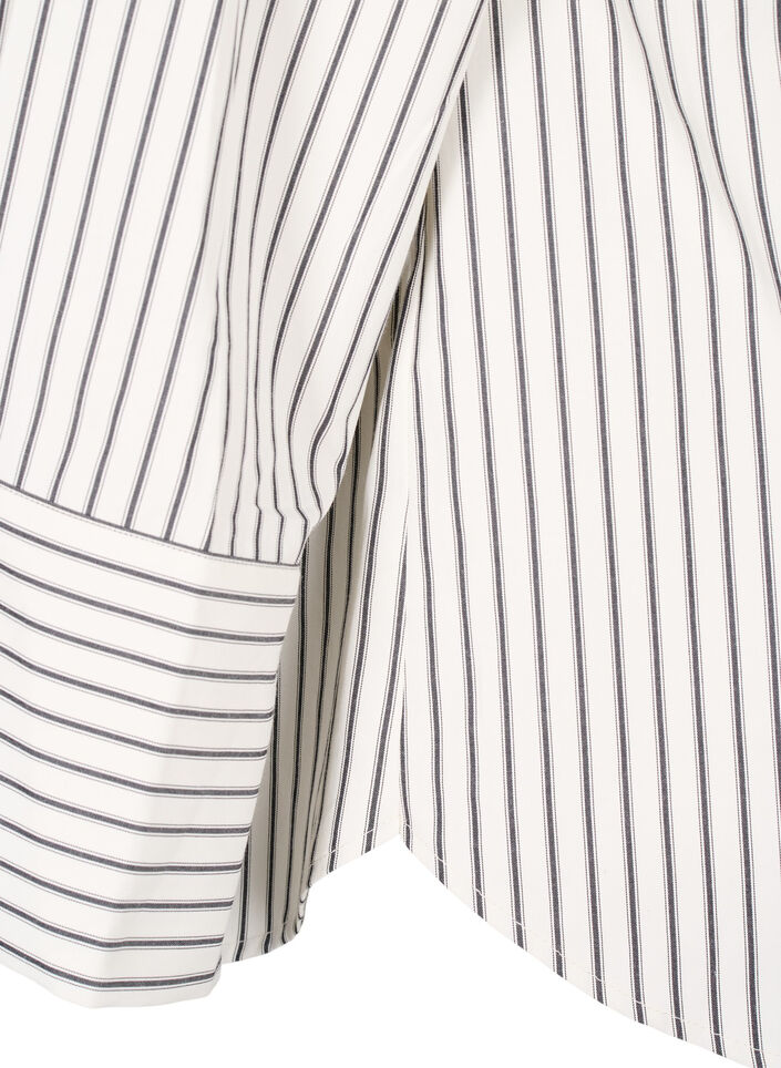 Gestreept shirt met wijde manchetten, Wit, Packshot image number 3