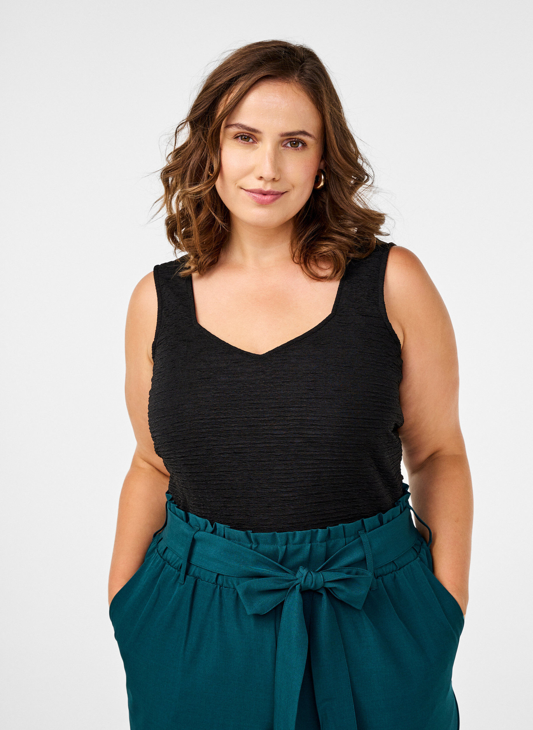 ZizziMouwloze bodysuit met textuur, Black, Model image number 0