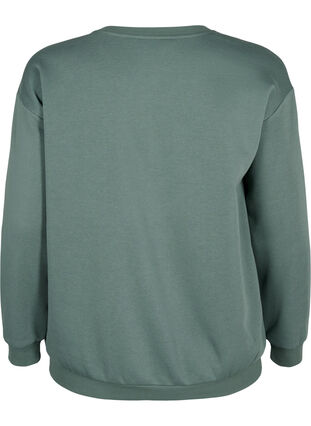 Sweatshirt met badstof tekst, Duck Green, Packshot image number 1