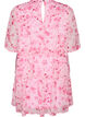 Korte jurk met chiffonlook, bloemenprint en volantlagen, Roze, Packshot image number 1