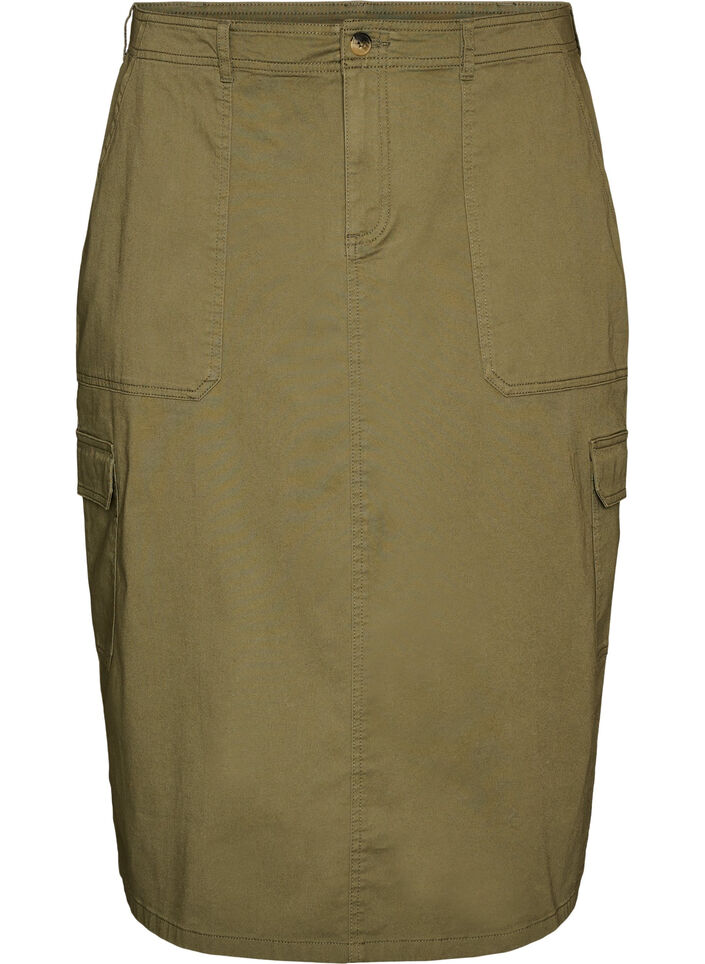 Katoenen cargorok met een split aan de achterkant, Groen, Packshot image number 0