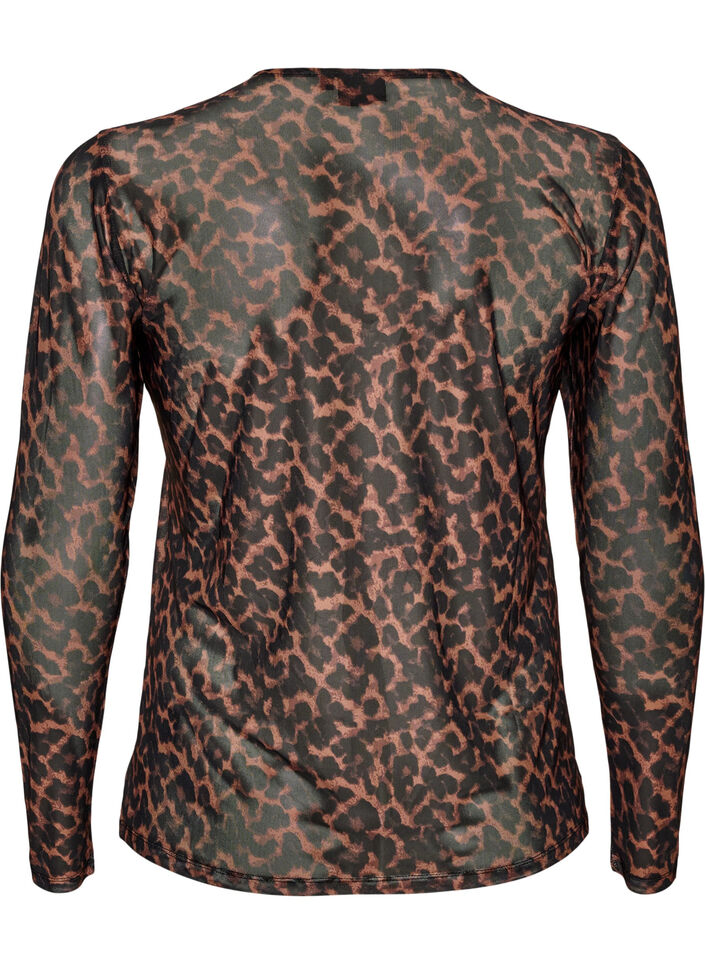 Blouse en maille avec imprim&eacute;, Marron, Packshot image number 1