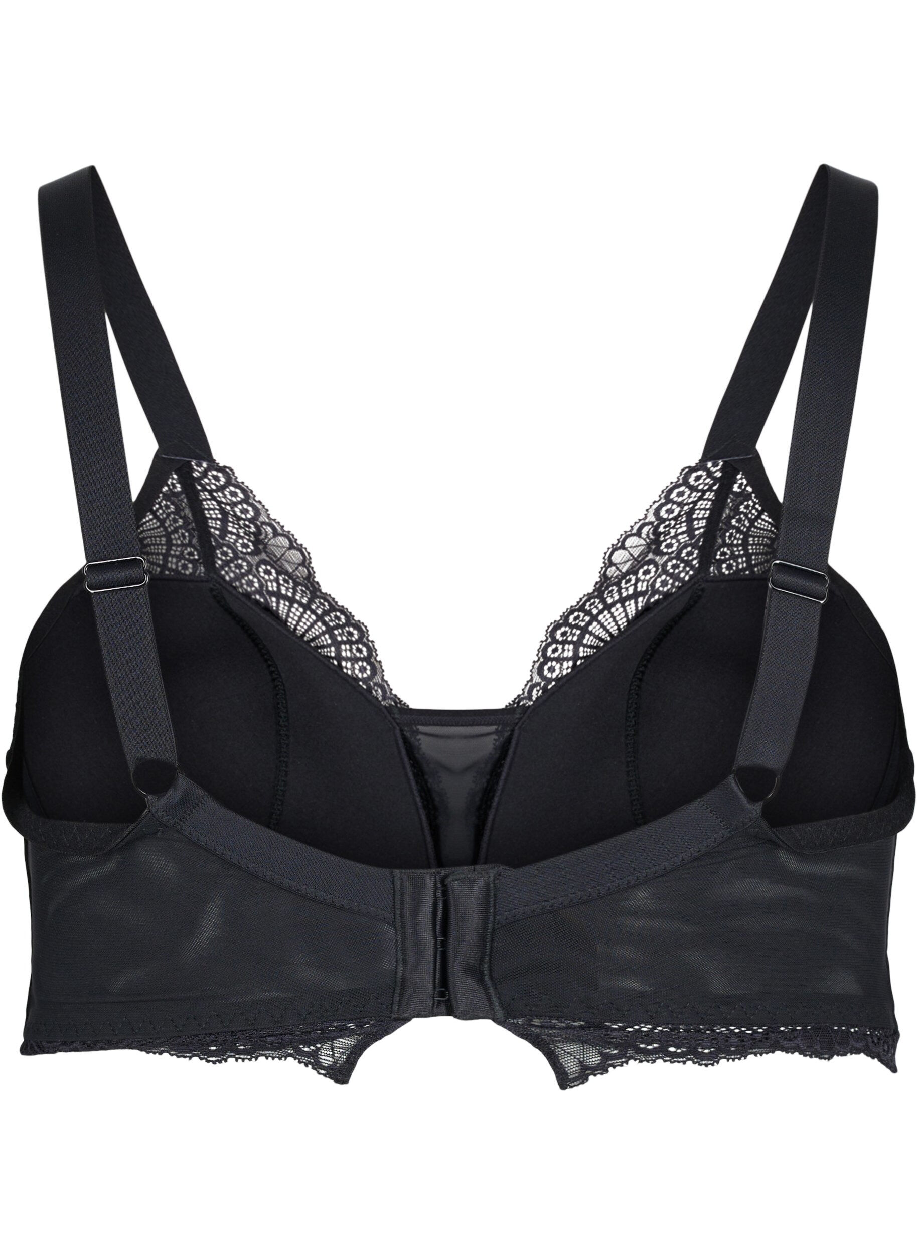 Zizzi Soutien-gorge en dentelle l&eacute;g&egrave;rement rembourr&eacute; avec maille, Black, Packshot image number 1