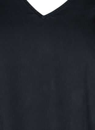 Robe avec col en V et smock, Black, Packshot image number 2