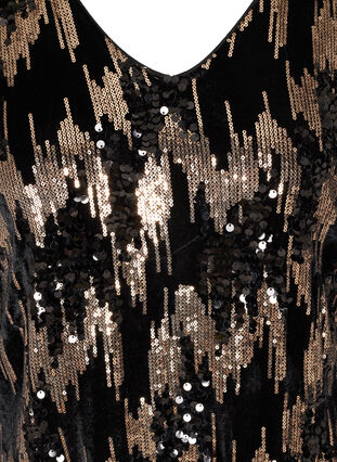 Robe en velours manches longues à sequins, Black w. Sequins, Packshot image number 2