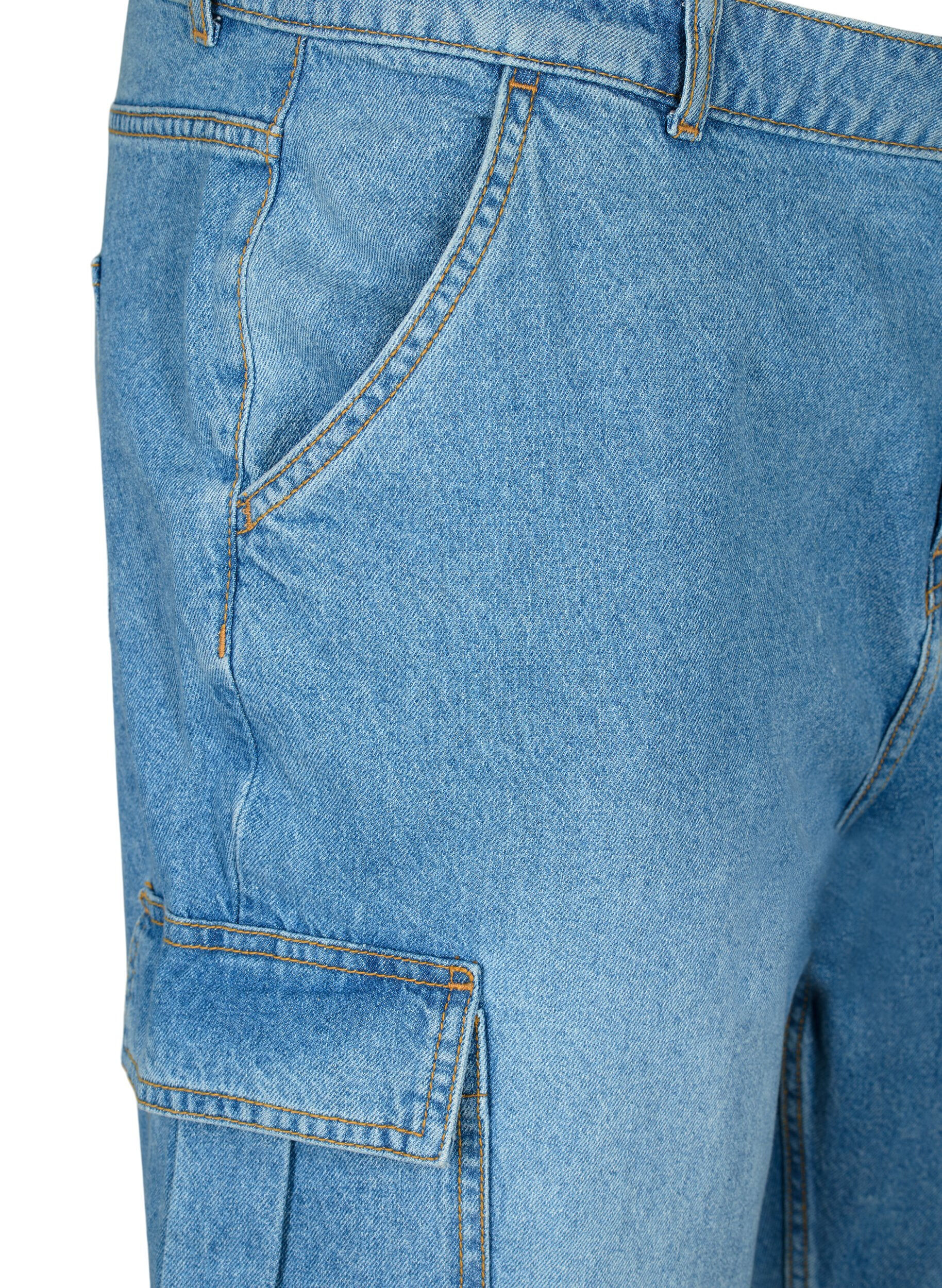 Zizzi Jean ample avec poches cargo, Light blue, Packshot image number 2
