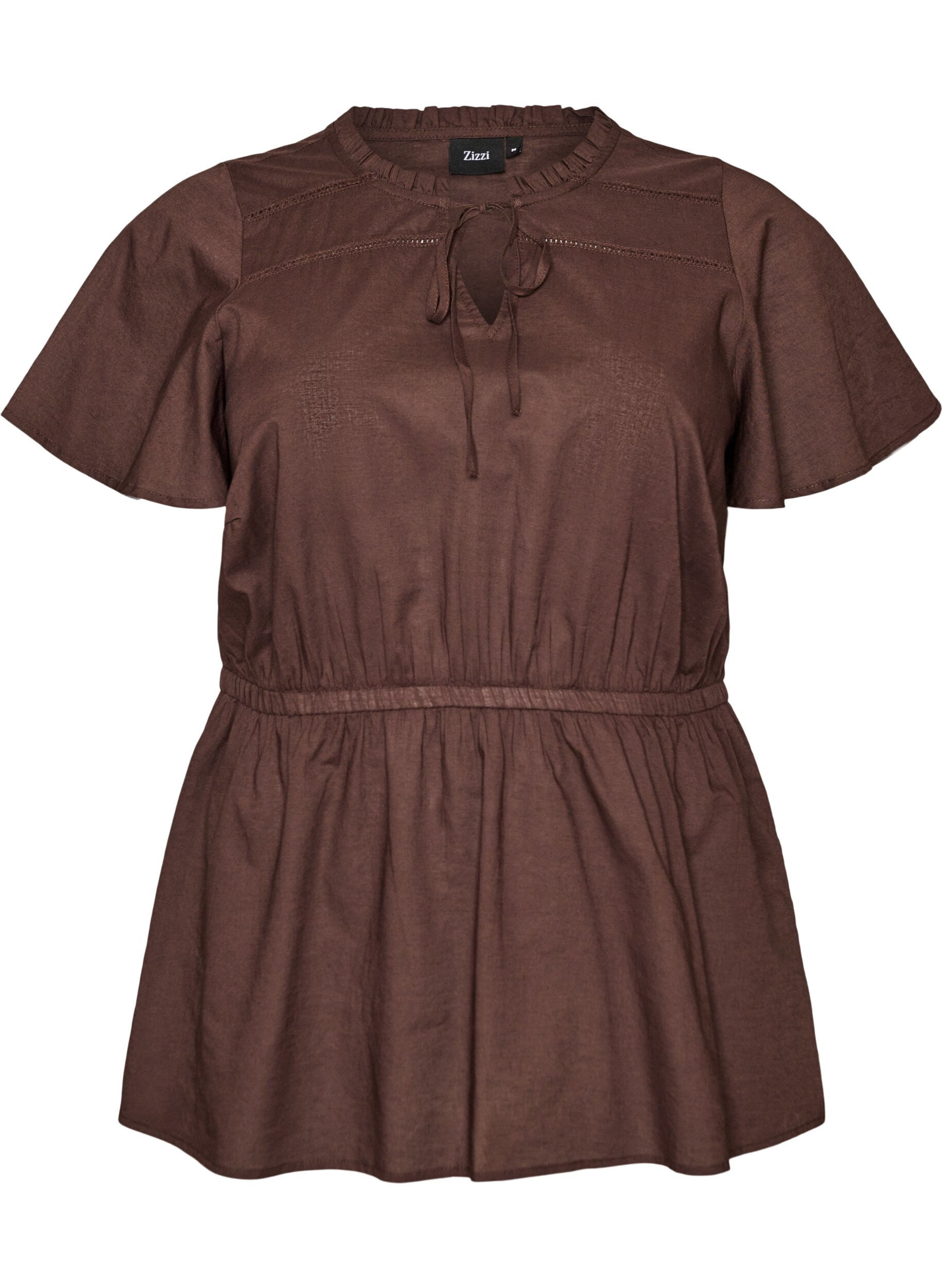 Katoenen blouse met strik en elastische taille