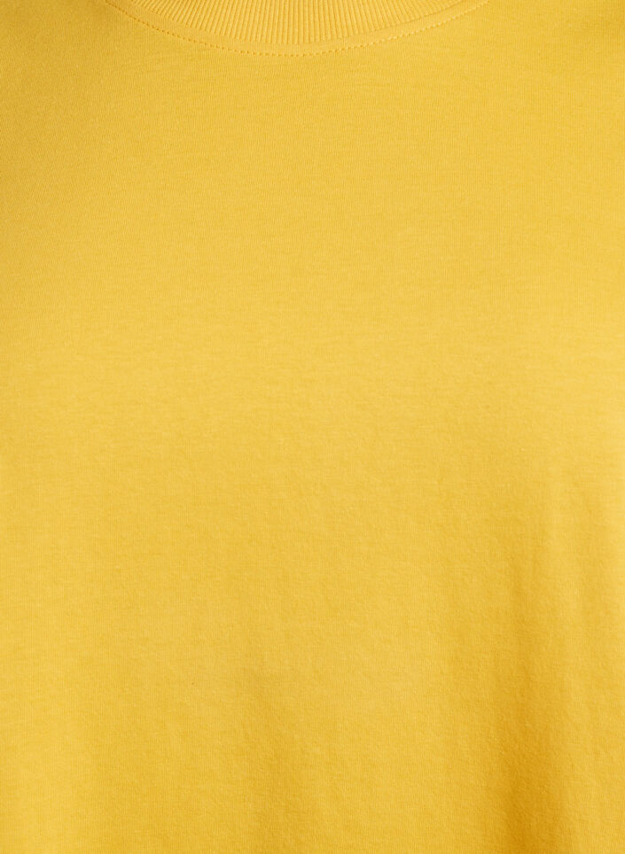 Basic katoenen T-shirt met ronde hals, Geel, Packshot image number 2