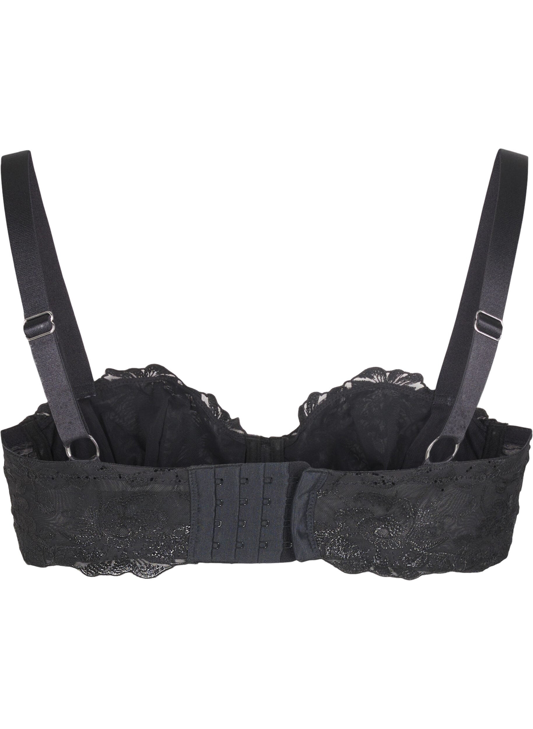 Zizzi Soutien-gorge balconnet &agrave; armatures et dentelle brod&eacute;e, Noir, Packshot image number 1