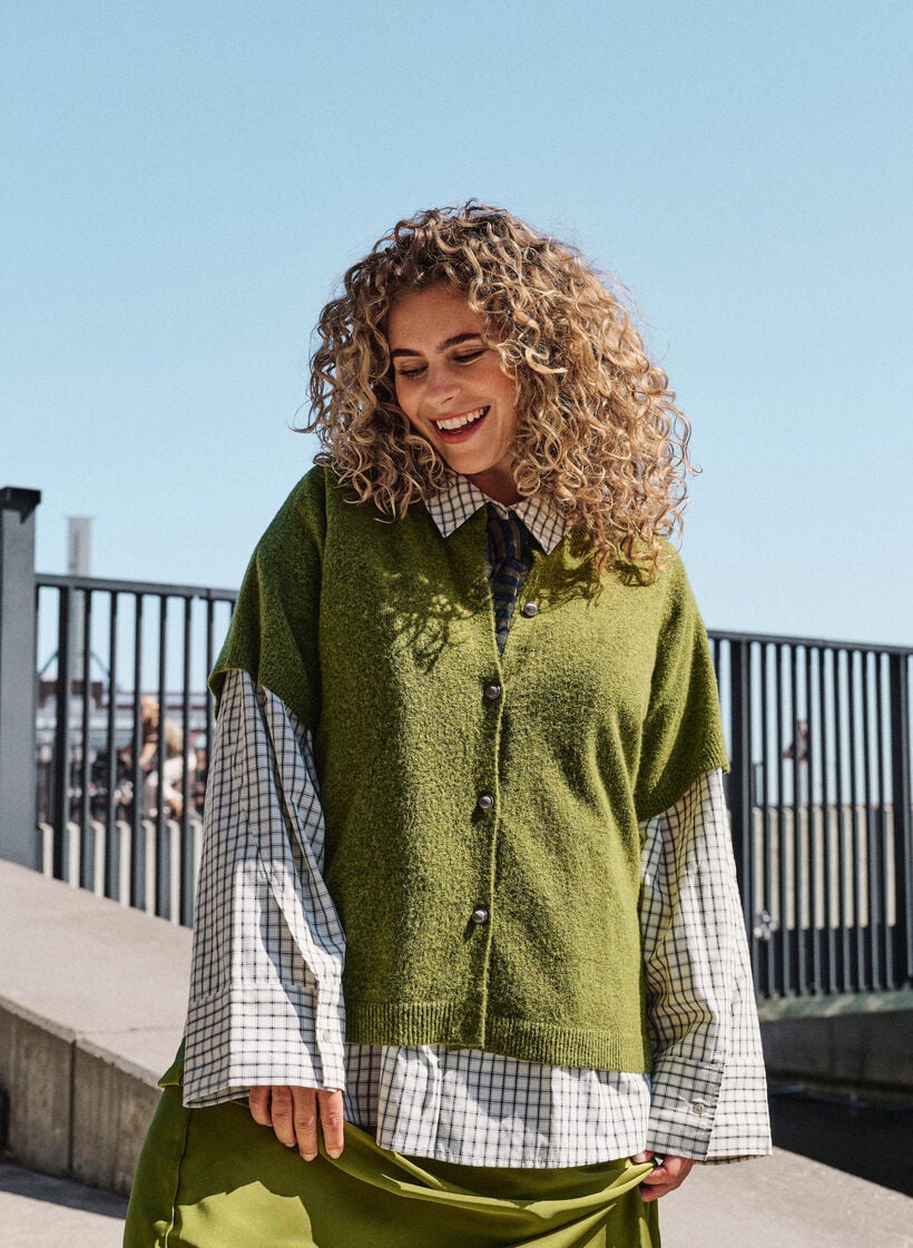 Gebreid vest met korte mouwen, Groen, Image image number 0
