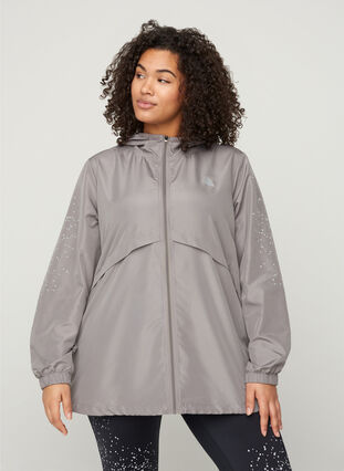 Veste de sport avec capuche et réflecteurs, Grey Silver, Model image number 0