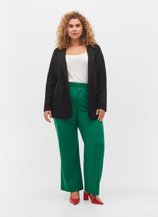 Pantalon évasé avec taille élastiquée, Verdant Green, Model image number 0
