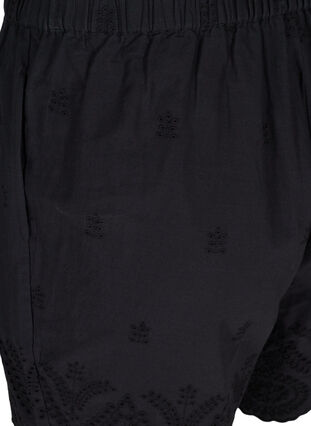 Short en coton avec poches et broderie anglaise, Black, Packshot image number 3