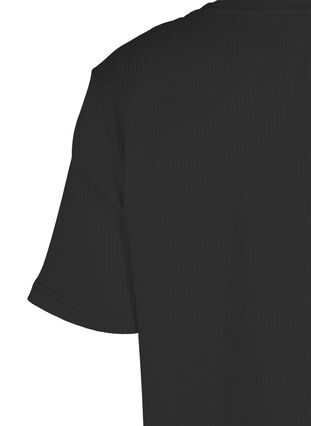 T-shirt en coton avec structure côtelée, Black, Packshot image number 3