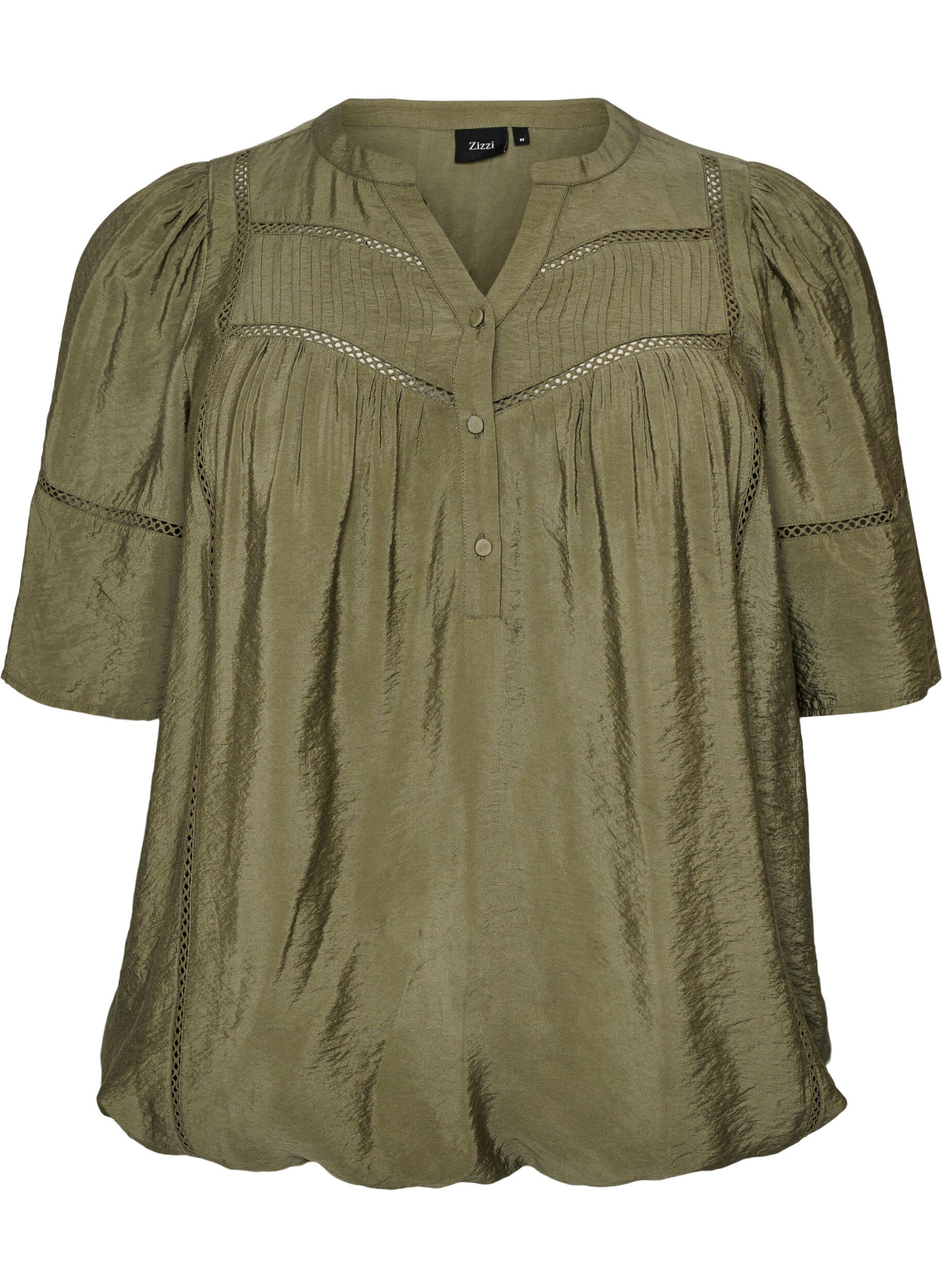 Viscose blouse met plooien en balloneffect