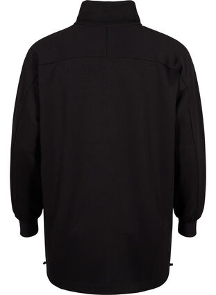 Sweat-shirt long avec poche et fermeture éclair, Black, Packshot image number 1