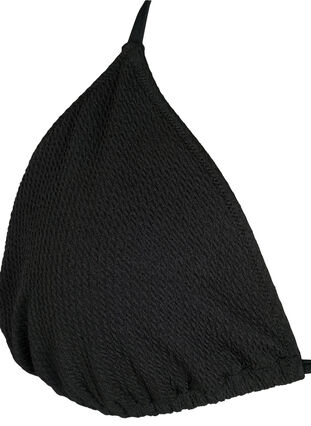 Soutien-gorge de bikini triangulaire avec structure en crêpe, Black, Packshot image number 2