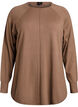 Breigoed blouse met ronde hals en gebreid patroon, Bruin, Packshot image number 0