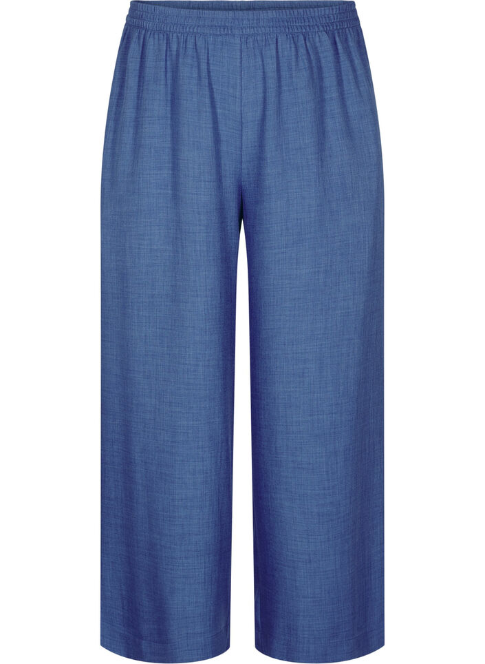 Pantalon ample avec ceinture &eacute;lastique et poches, Bleu, Packshot image number 0