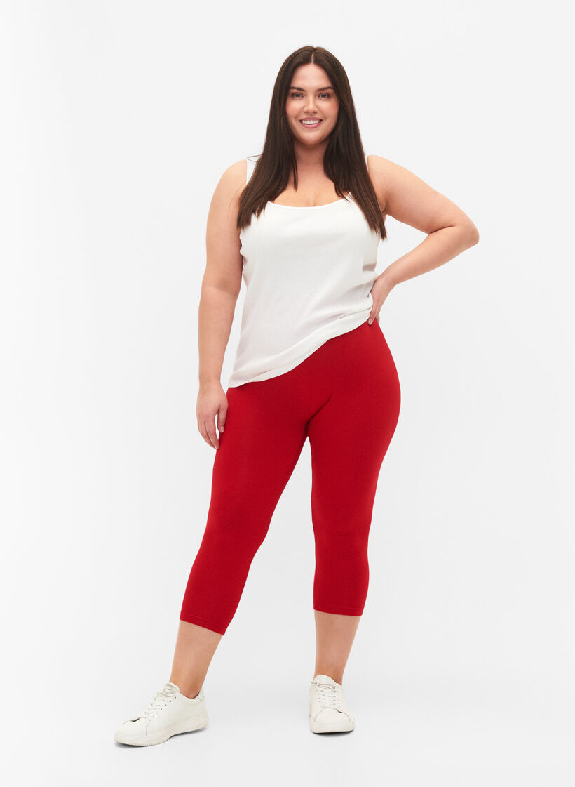 Leggings basiques longueur 3/4 en viscose, Rouge, Model image number 1
