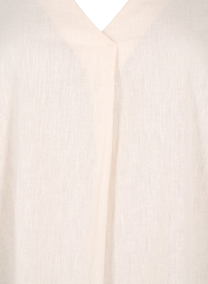 Robe caftan en mélange de coton avec du lin, Beige, Packshot image number 2