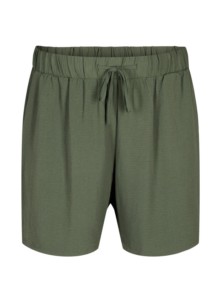 Short avec poches et ceinture élastique, Vert, Packshot image number 0