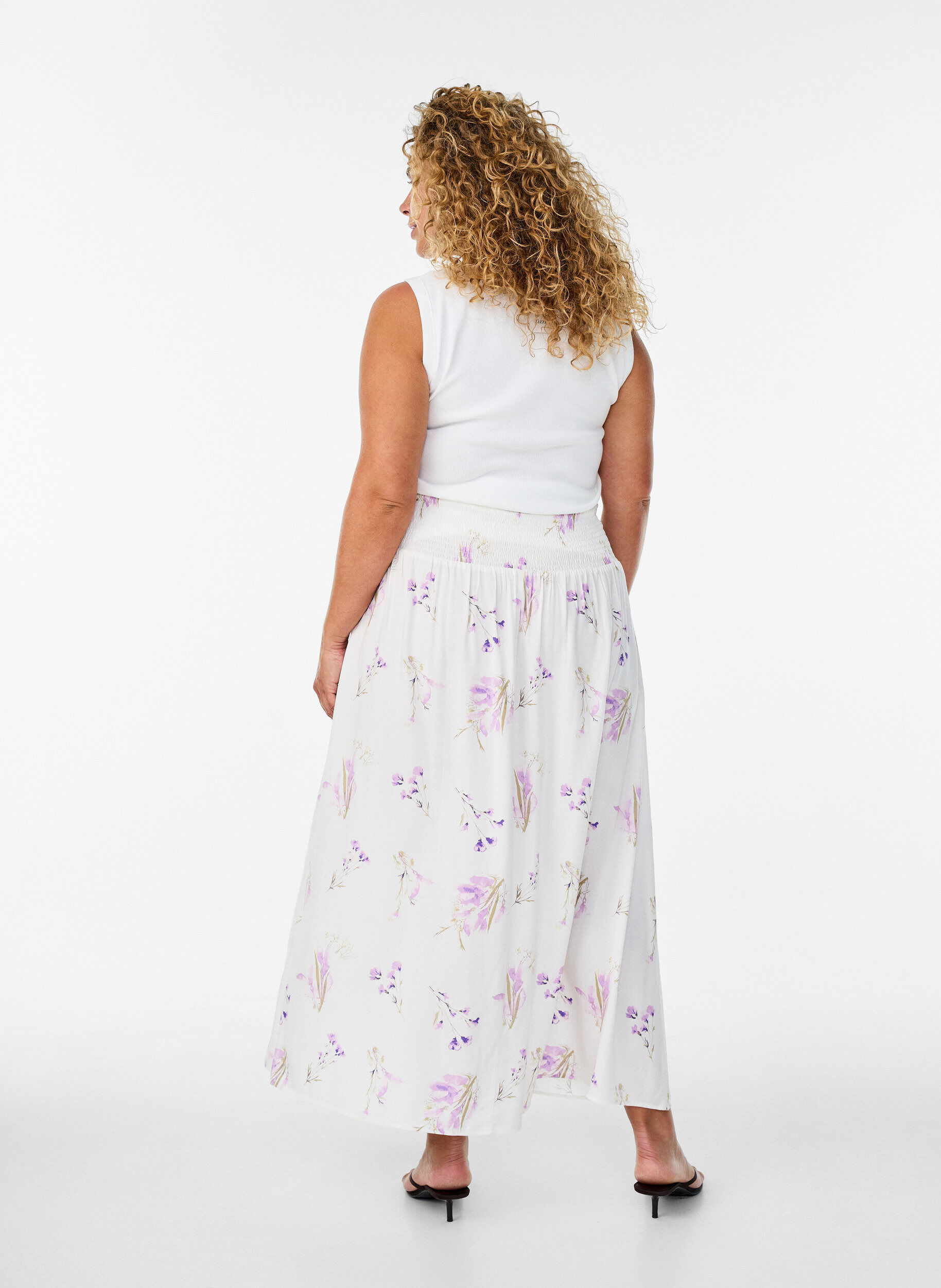 ZizziViscose maxi-rok met smock, Wit, Model image number 2