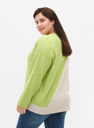 Blouse tricotée à encolure ronde et à blocs de couleurs, Tender Shoots Comb, Model