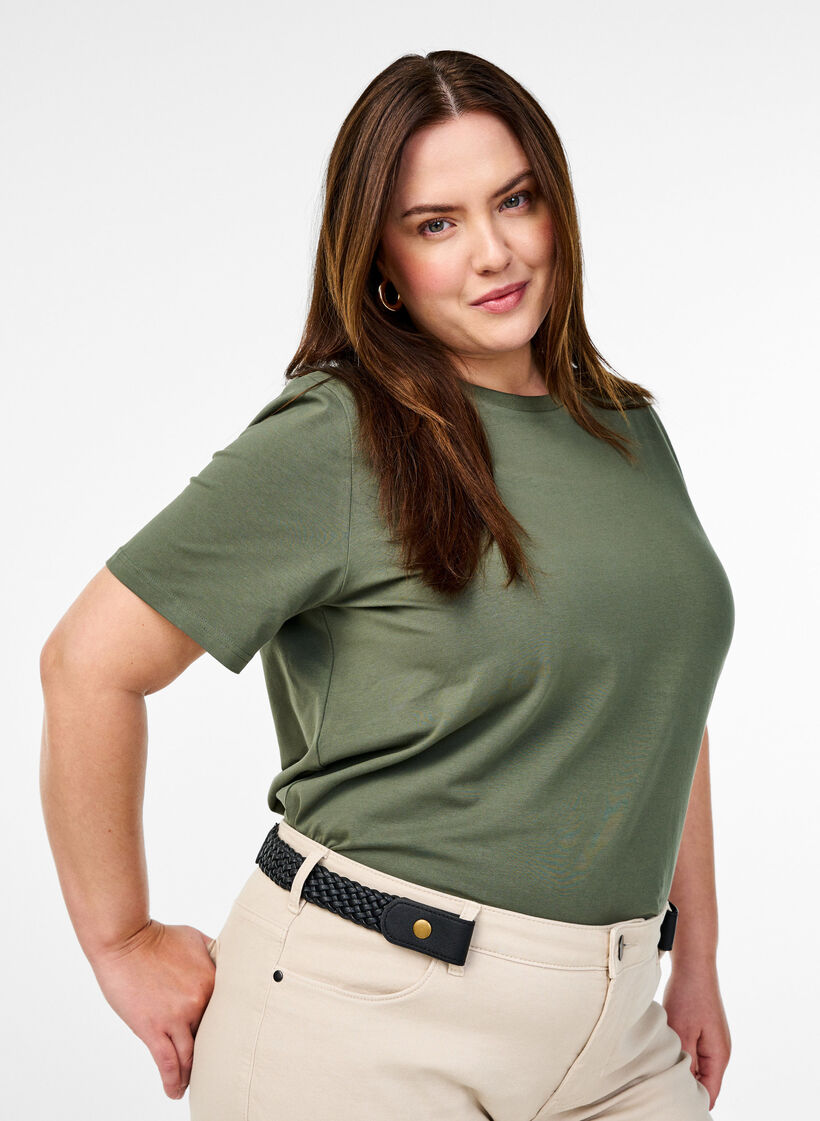 Ceinture tress&eacute;e &eacute;lastique, Noir, Model image number 0