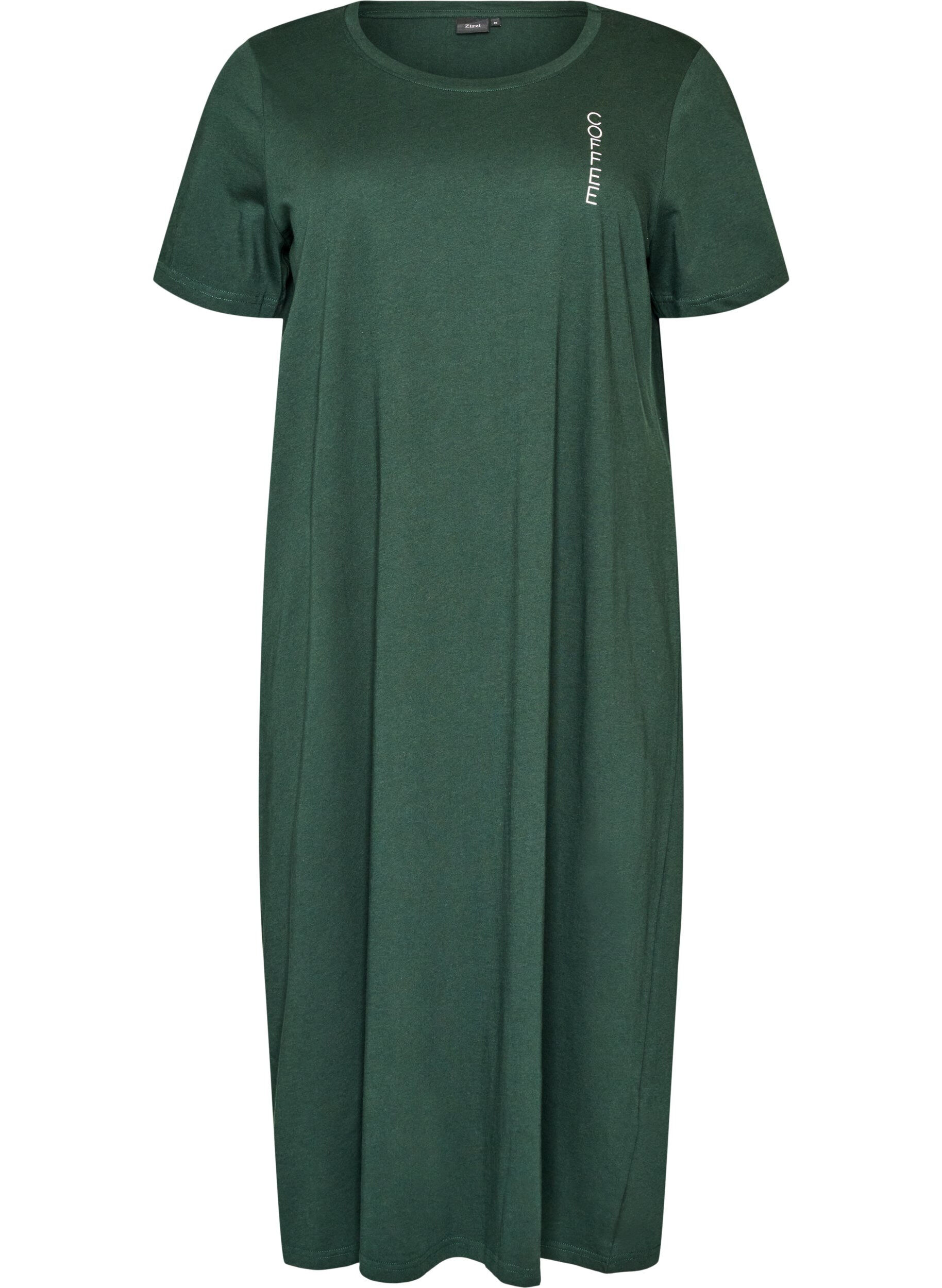 ZizziChemise de nuit midi en coton biologique, Vert, Packshot image number 0