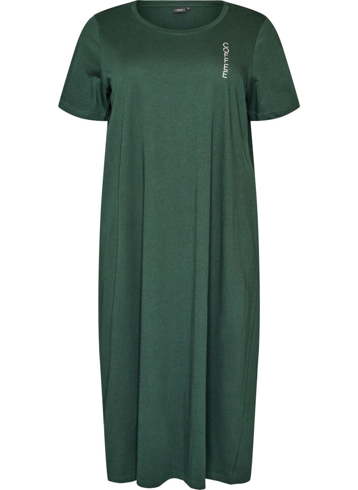 Chemise de nuit midi en coton biologique, Vert, Packshot image number 0