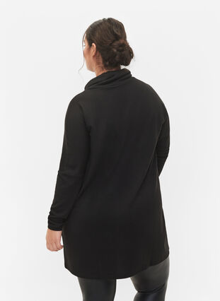 Tuniek met lange mouwen en hoge hals, Black, Model image number 1