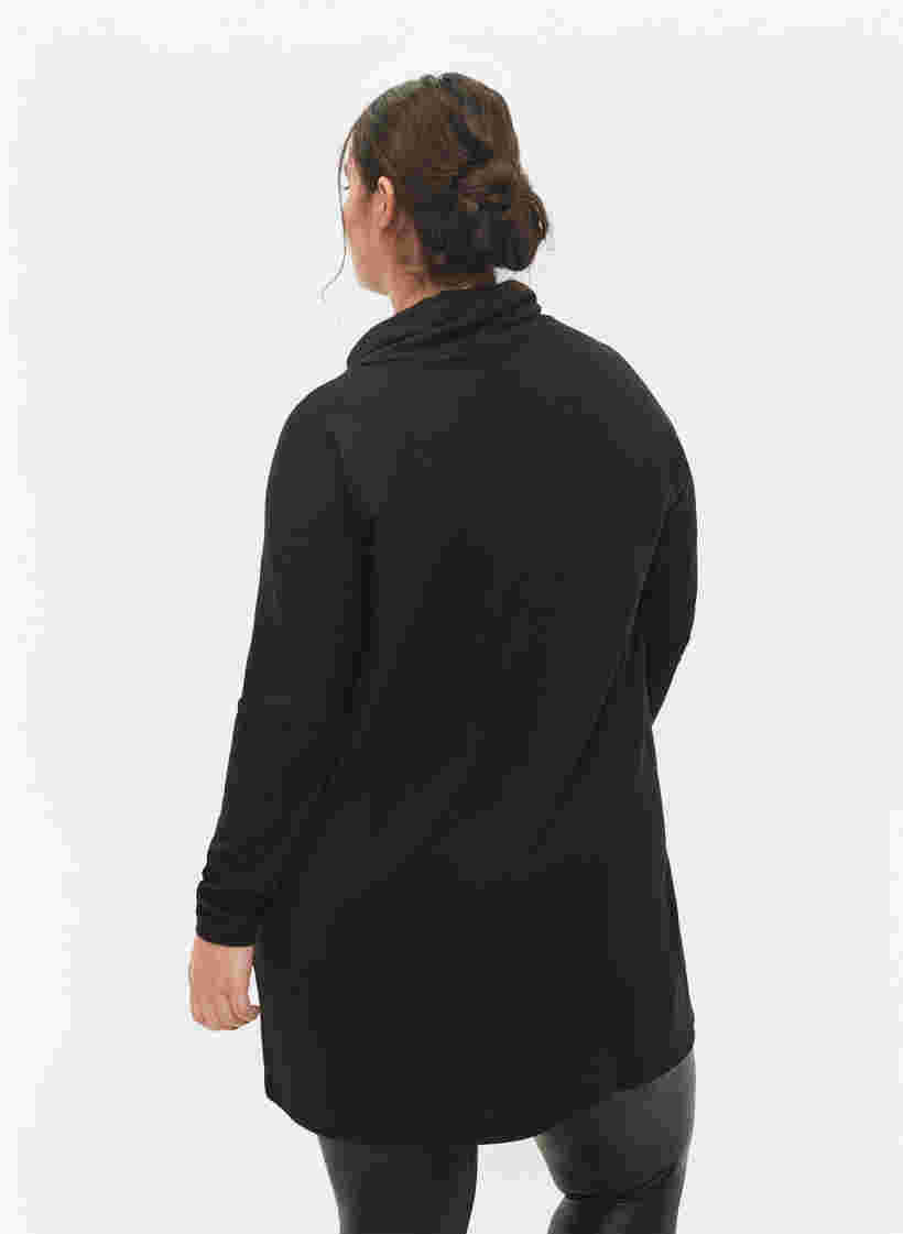 Tunique à manches longues et col montant, Black, Model image number 1