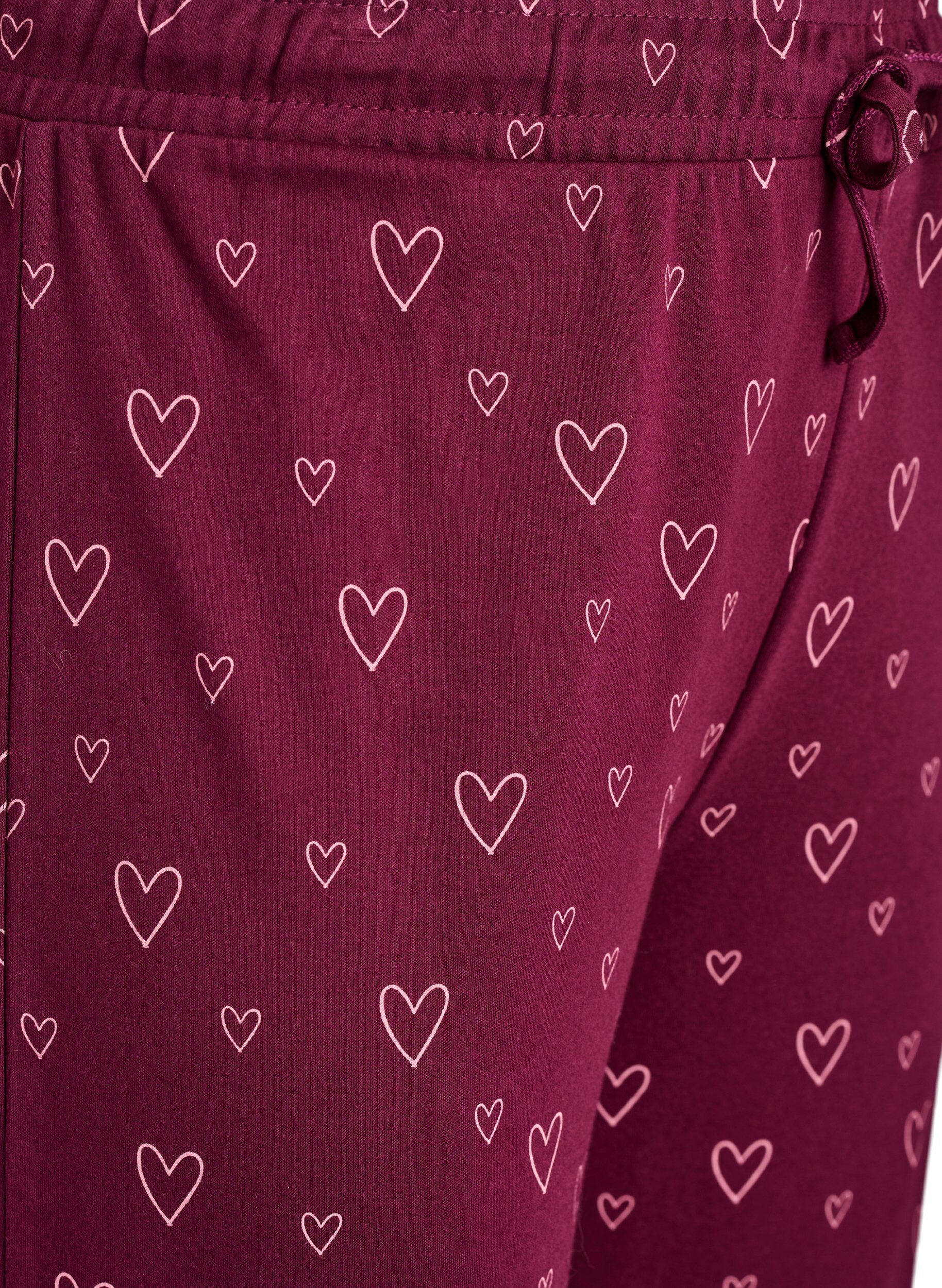ZizziKatoenen pyjamabroek met hoge taille, Donker Bordeaux, Packshot image number 2