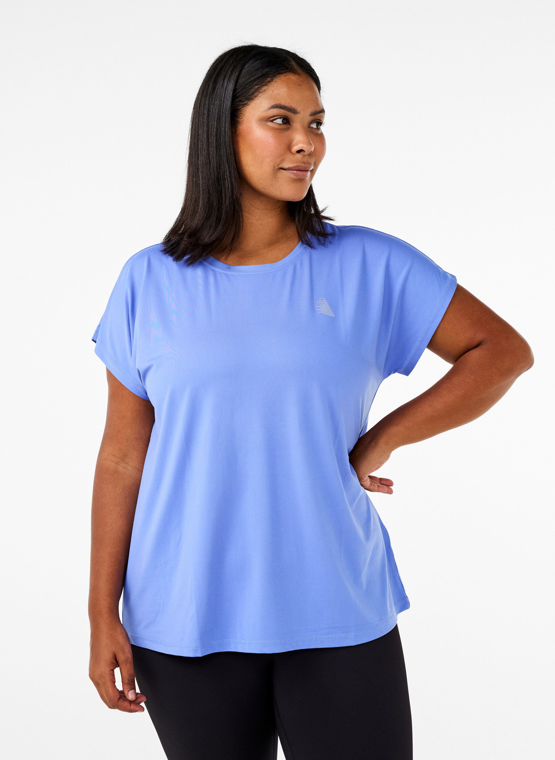 Zizzi T-shirt de sport uni, Bleu, Model image number 0