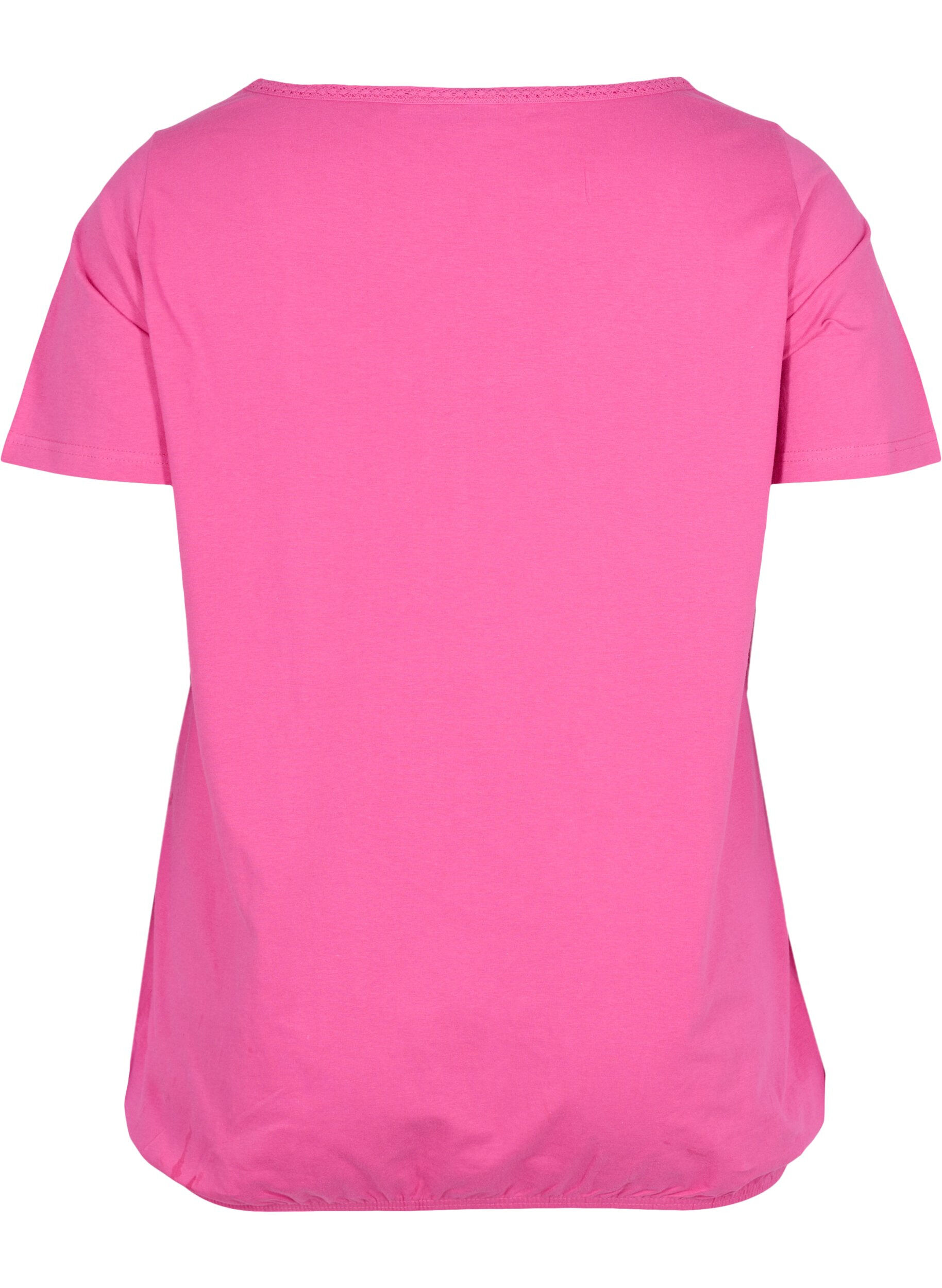 ZizziKatoenen t-shirt met korte mouwen, Raspberry Rose, Packshot image number 1