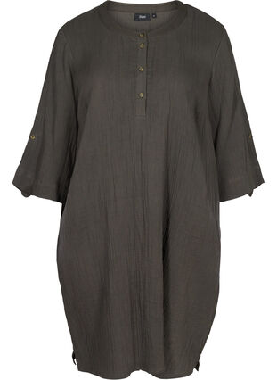Robe en coton avec boutons et manches 3/4, Khaki As sample, Packshot image number 0