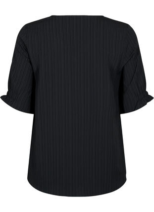 Gestreepte blouse met 1/2 mouwen, Black, Packshot image number 1