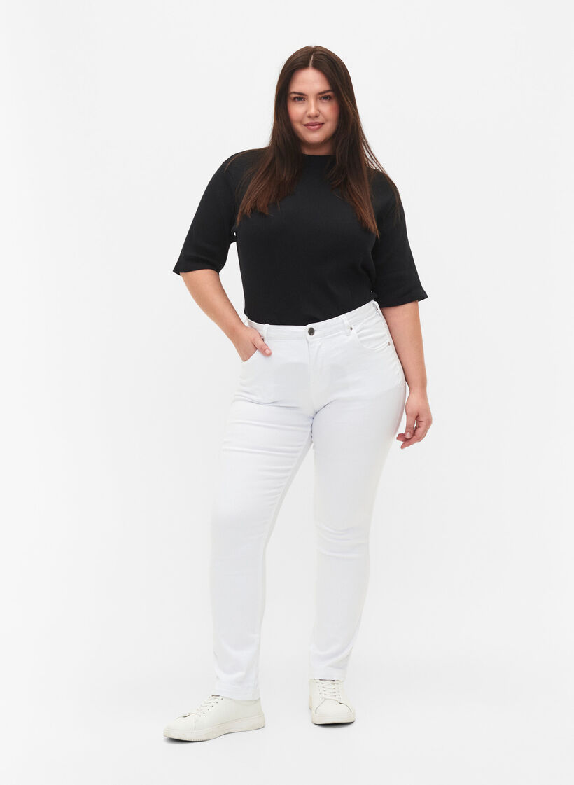 Jeans Emily Slim fit à taille régulière, Blanc, Model image number 0
