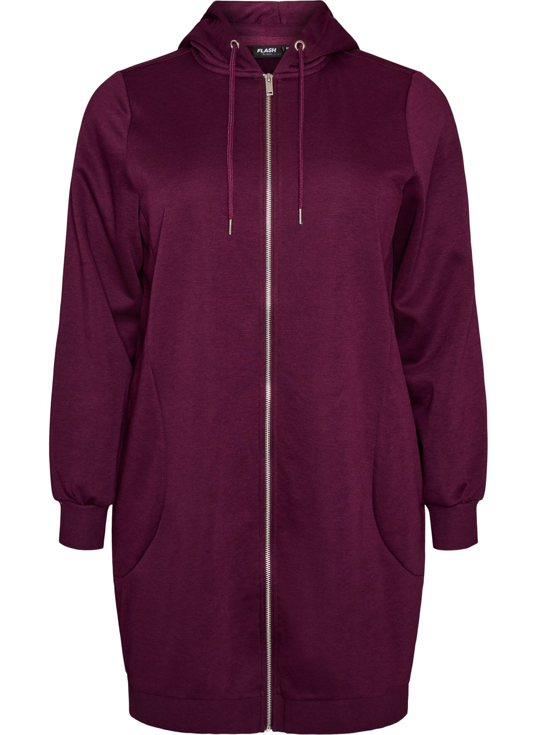 FLASH - Lange hoodie met ritssluiting en zakken